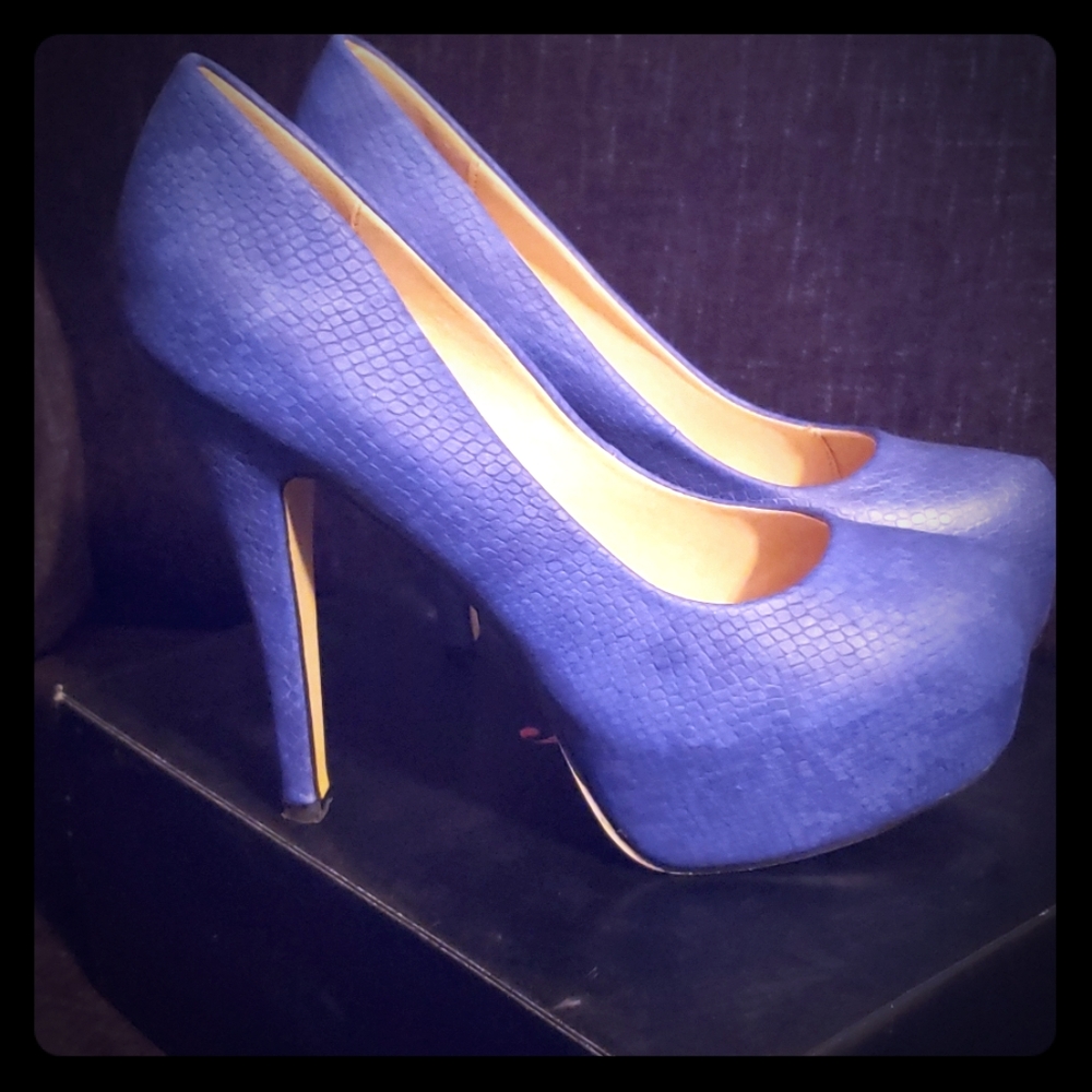 Blue Stiletto Platform Heels